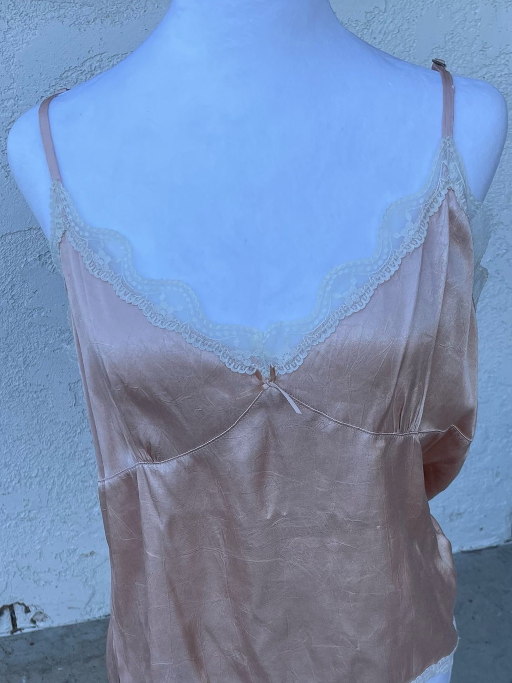 Old Navy Peach Satin Lace-Trim Cami